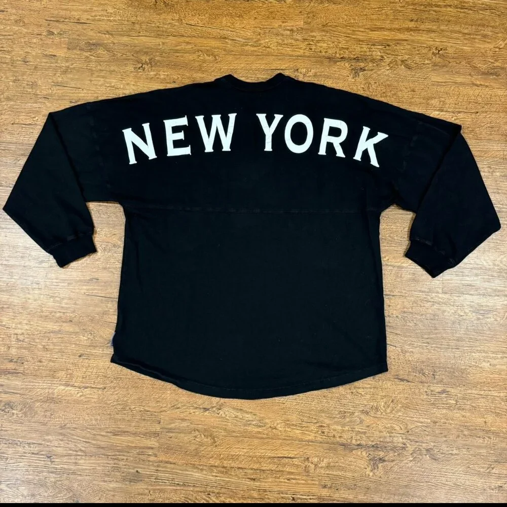 Disney Spirit Jersey Mickey Mouse New York City Black Long Sleeve T‎ Shirt Men L